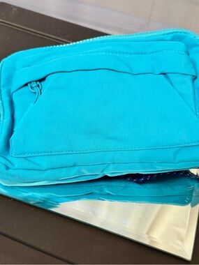 Iris & Rainbow Aqua Multi Pocket long strap crossbody Brand New